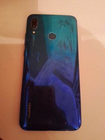 флешка на телефон fly: Huawei Y7, 32 ГБ, цвет - Синий, Кнопочный, Отпечаток пальца
