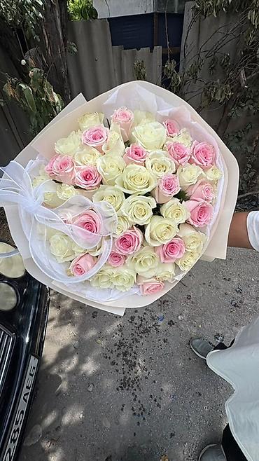 роза: 2 Букеты из роз 3500вместе - Розы нежных оттенков: сливочно‑белые и — 4