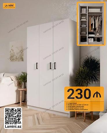 Mebel: 3 qapılı paltar dolabı - Ölçülər: D 47 × H 200 × U 120 sm - Rəng — 1