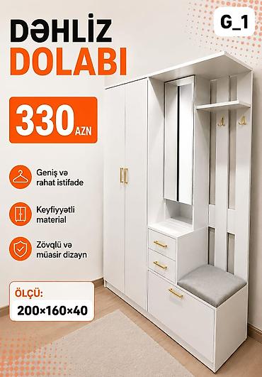 asilqanlar satisi: Dəhliz dolabı – model G_1 Qiymət: 330 AZN Ölçü: 200×160×40 sm — 1