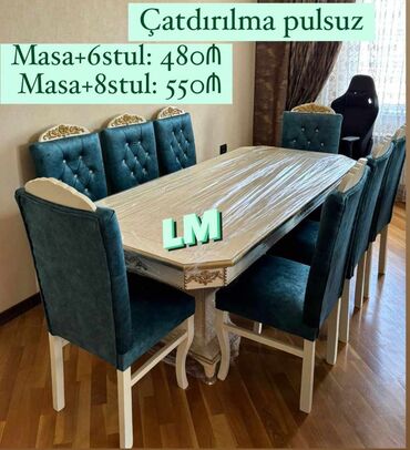 masa dəstəyi: Для гостиной, Новый, Прямоугольный стол, 6 стульев