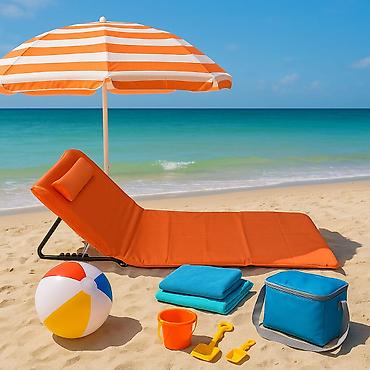 sklopive tezge: Ležaljka sklopiva za plažu 140x39 cm – narandžasta Šifra proizvoda — 1