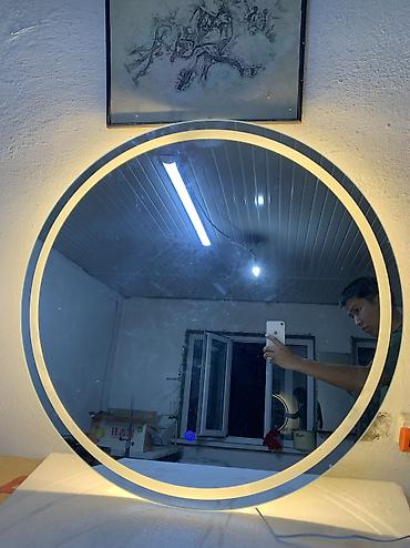 свет для дискотеки: Круглое зеркало с LED‑подсветкой и сенсорным управлением - Диаметр — 1