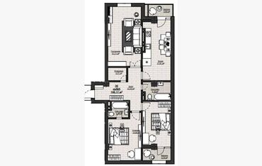 кв город ош: 3 комнаты, 101 м², Элитка, 9 этаж, ПСО (под самоотделку)