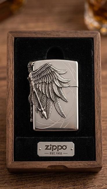 qəlyan növləri: Zippo benzinli çaxmaq – “Angel Wing” rellef dizayn (Qutusuz) - Brend — 2