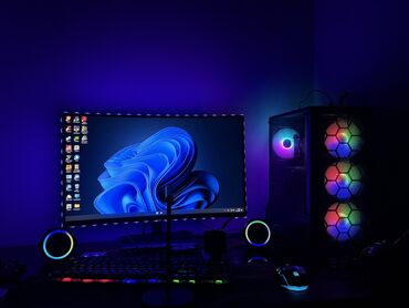 komputer mikrofon: RGB işıqlanmalı oyun kompüteri seti Tərkib: - Şüşə yan panellı, ön