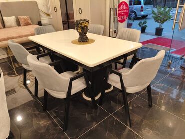 metbex ucun masa: Для кухни, Нераскладной, Прямоугольный стол, 6 стульев