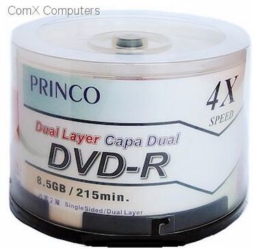 dvd disk qiymeti: 8.5 Gb lıq Original Princo boş DvD disklər qutuda 45 ədəddir