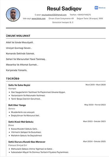 работа водителем категории c: Xidmət: Peşəkar sürücü və satış sahəsi üzrə mütəxəssis Təqdim olunan — 1