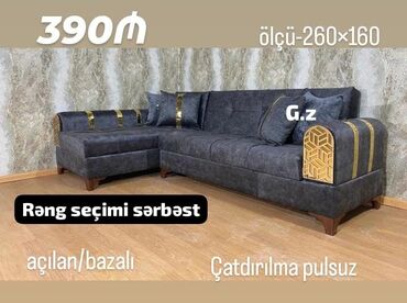 Divan və kreslo dəstləri: Künc divan, Yeni, Açılan, Bazalı, Parça, Şəhərdaxili pulsuz çatdırılma