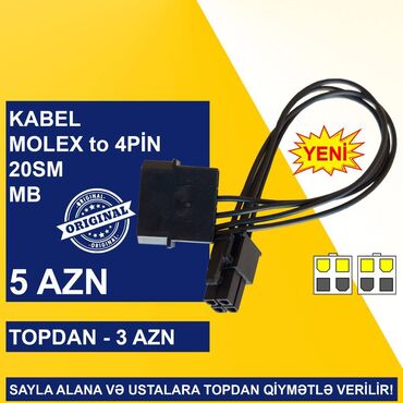 Digər kompüter aksesuarları: Kabellər "4/8/24pin/MOLEX CPU/MB Original" SAYLA ALANA VƏ USTALARA — 13