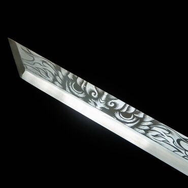 ножи из игр: Катана Черная катана-меч с уникальным дизайном Дракон на рукояти,Глаза