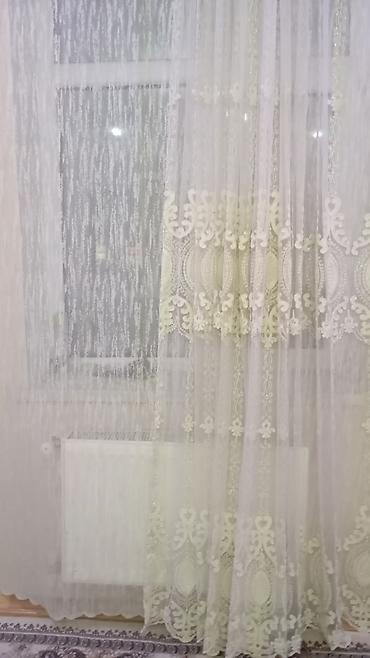 sadə pərdə modelləri: Ağ rəngli tül pərdə perde iki eded eni 3.50 2.80 hundurluk - Material — 1