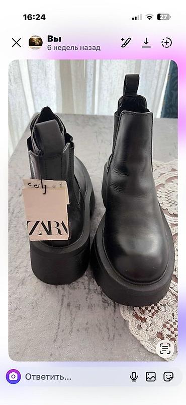 ботиночки новые: Сапоги, Zara, Размер: 39, цвет - Черный, Новый — 1