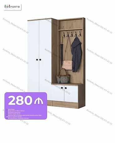Dəhliz üçün çoxfunksiyalı portmanto-dolab dəsti - Daxili dolablı