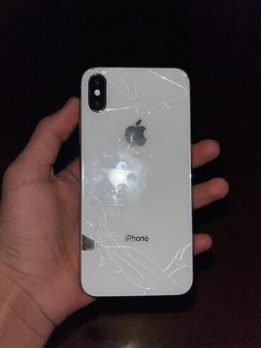 iphone xr 2: IPhone X, 64 GB, White Titanium, Qırıq