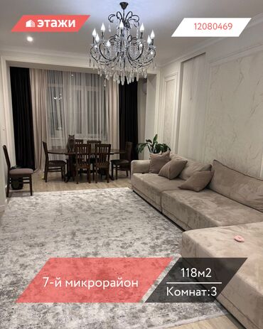 агентства недвижимости бишкек список: 3 комнаты, 118 м², Индивидуалка, 10 этаж