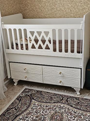şırma: Ağ rəngdə körpə beşiyi – “Ali bebe” dizaynı - Material: MDF/taxta — 1