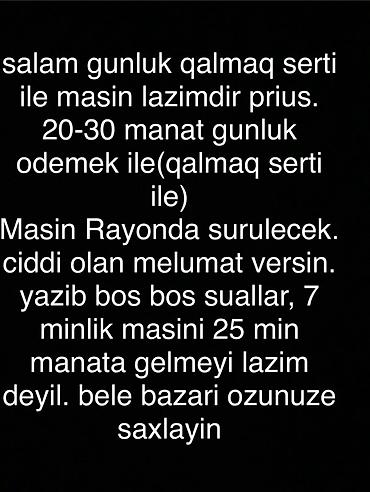 muasir ev temirleri: Günlük, Toyota, Qalmaq şərti ilə — 1