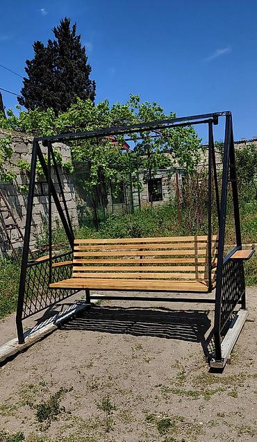 taxta yelləncək: Metall karkaslı bağ yelləncəyi - Konstruksiya: üçbucaq formalı möhkəm — 4