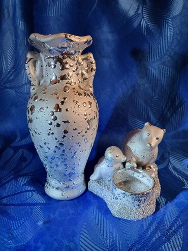 Ostali kućni dekor: Set vintaz,nov,svecnjak i vaza,rucni rad. Set boje srebra,boja ne na lalafo.rs — 1 Ostali kućni dekor: Set vintaz,nov,svecnjak i vaza,rucni rad. Set boje srebra,boja ne — 1