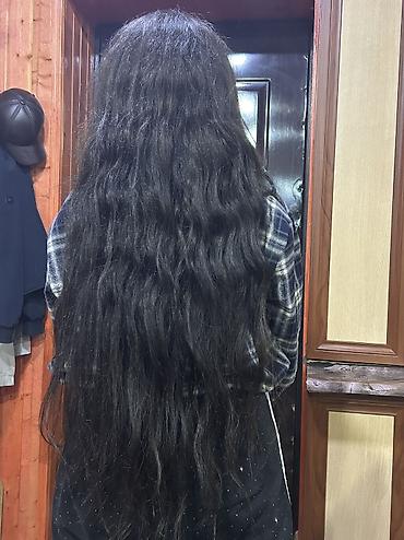 sac aksesuarları: 85 sm 200 qram təbii uşağ saçıdır baha alınıb qara deil tünd qəhvəyi — 2