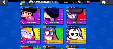 Kubiklər: Brawl Stars hesabı Satilir 72 karakter 4 illiy hesabdi 4 karakterin