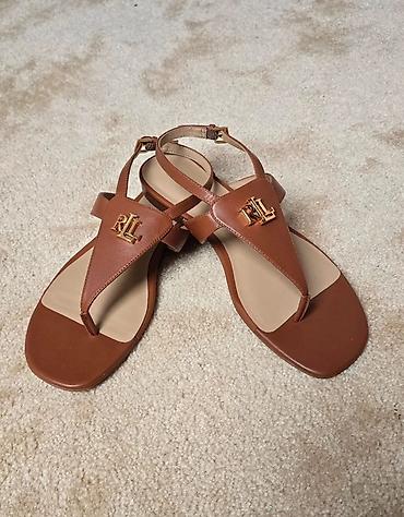 zelene starke converse: Lauren Ralph Lauren ženske sandale – kožne japanke sa kaišem - Model — 6