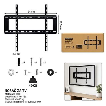 KMT TV postolje fiksno 40–80 inča 2389223 Fiksni zidni nosač za TV