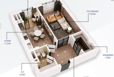 кут недвижимость: 1 комната, 44 м², Элитка, 13 этаж, ПСО (под самоотделку)