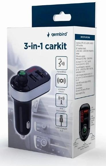Audio oprema za auto: Gembird 3‑in‑1 Carkit – Bluetooth FM transmiter i punjač za automobil — 3