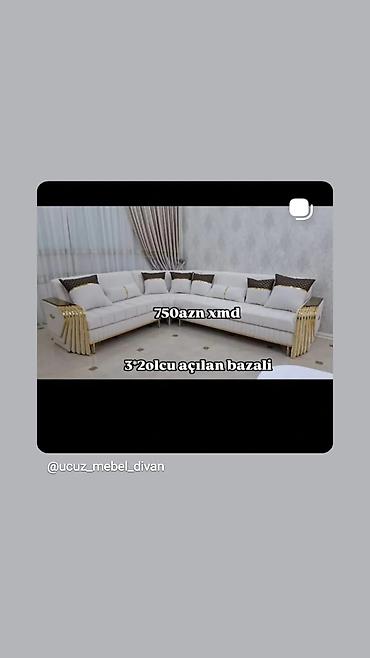 Комплекты диванов и столов: 3×2 ölçülü, açılan-bazalı künc divan dəsti - L‑şəkilli künc divan — 5