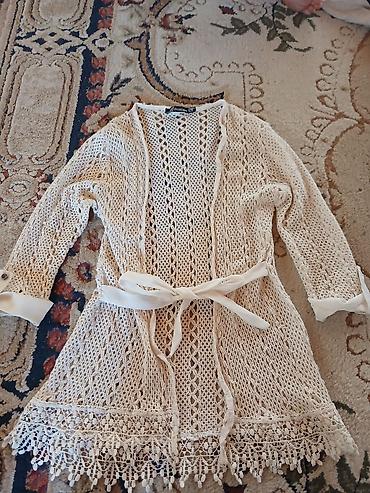 Qadın geyimləri: Ağ rəngli, dantel (krujeva) toxuma kardiqan/kimono. - Brend: Bossini — 1