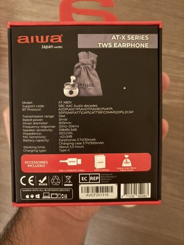 Mobil telefonlar üçün digər aksesuarlar: Aiwa AT-X80V TWS qulaqlıqlar - Tam simsiz (True Wireless)