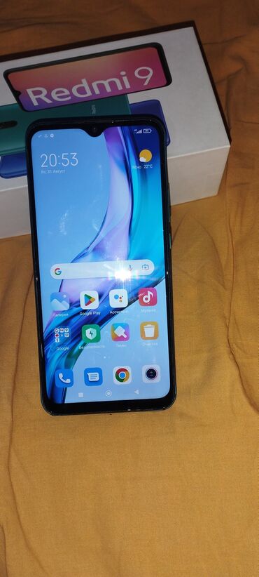 Мобильные телефоны: Redmi, Redmi 9, Б/у, 64 ГБ, цвет - Синий, 2 SIM