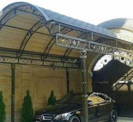 Naveslər, markizlər: Zobu dəmir konstruksiyalı dekorativ darvaza və maşınnömrəlik-canopy — 4