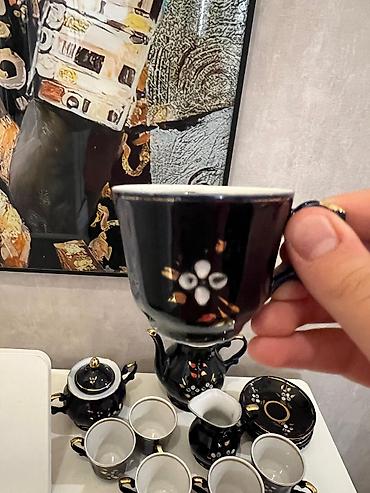 samovar cay: Çay dəsti, rəng - Qara, Farfor — 3