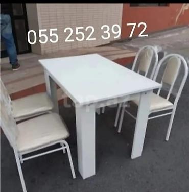 Bağ, çöl masa və oturacaq dəstləri: Yeni, Kvadrat masa, 6 stul, Açılmayan, Stullar ilə, Taxta, Azərbaycan — 13