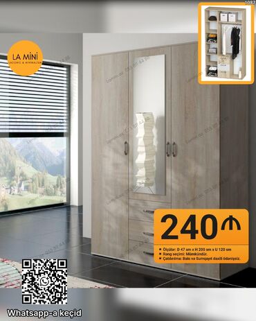 Çarpayılar: Açılan, 3 qapılı Düz dolab, Qarderob, paltar dolabı