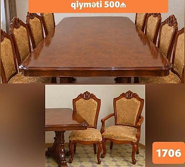 stol miz: Klassik üslublu yemək dəsti - Taxta material: massiv ağac görünüşlü — 1