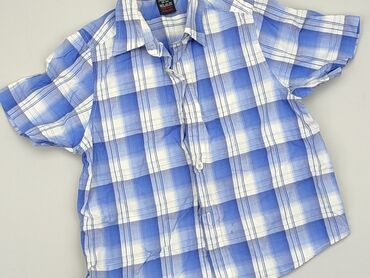 koszula żabot: Koszula 5-6 lat, stan - Bardzo dobry, wzór - Kratka, kolor - Niebieski