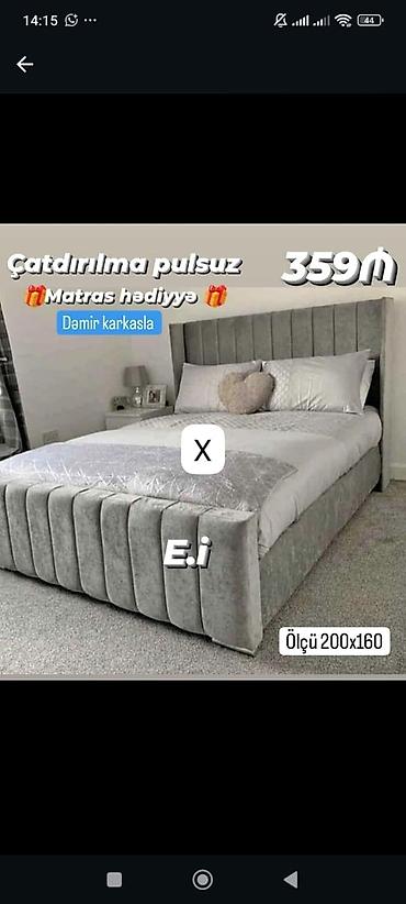 matras alti: Qranit boz rəngli, başlıq və alt hissəsi yumşaq parça ilə kapitone — 1