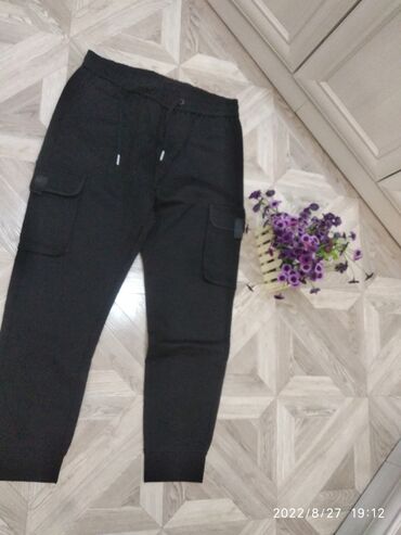 трикотажные брюки мужские: Брюки 5XL (EU 50), цвет - Черный