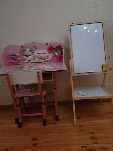 uşaq ucun maqnit lovhə: Uşaq üçün masa-stul dəsti və ikiüzlü lövhə parda təzədir heç — 1