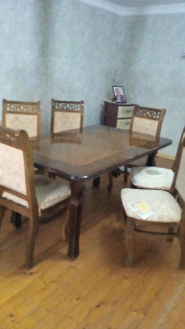 ikinci el stol stul: Qonaq otağı üçün, İşlənmiş, Açılan, Dördbucaq masa, 6 stul — 4