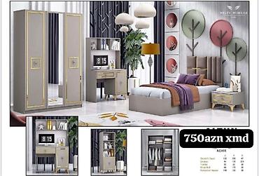 2 el: Nehir yataq otağı mebel dəsti - Rəng: boz-qızılı detallarla - Dəst — 1