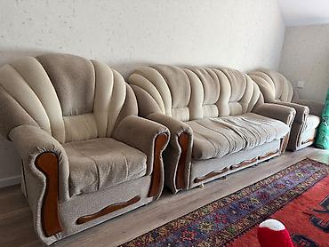 Divan və kreslo dəstləri: İşlənmiş, Divan, 2 kreslo, Divan, Bazasız, Açılmayan — 3