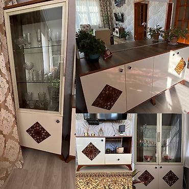 Qonaq otağı üçün mebel dəsti Tərkibi: - Şüşə vitrin şkafı: 2 şüşə