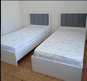 2 neferlik matras: İki ədəd tək nəfərlik çarpayı - Minimalist dizaynlı, ağ rəngli karkas — 1
