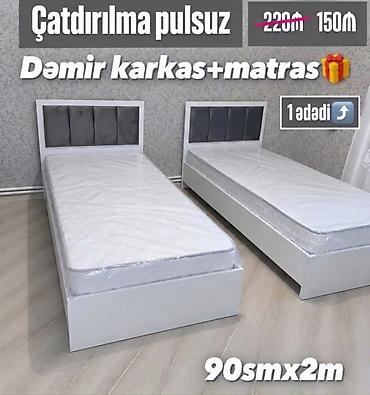 Tək nəfərlik çarpayı seti – dəmir karkas + matras Xüsusiyyətlər: -